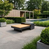 Barbados loungetafel set van 2 | aluminium + teakhout | Natural Teak | 140x70cm