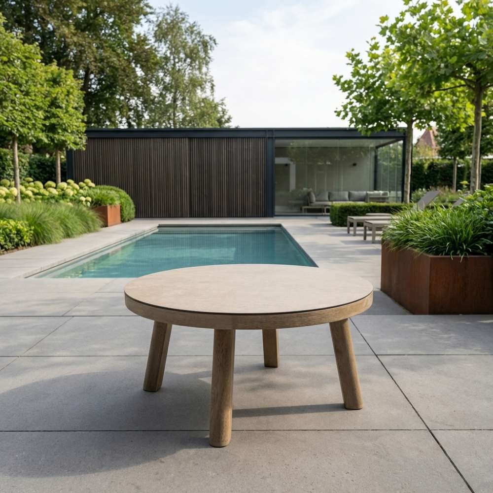 Beau koffietafel | aluminium + keramiek | Natural | 70cm rond