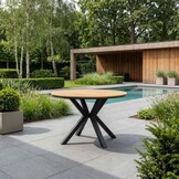 Cervo dining tuintafel 4 personen | polywood + aluminium | Natural Wood | Ø120cm rond