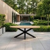 Cleve dining tuintafel 4 personen | teakhout + aluminium | Natural Teak/antraciet | 200cm ovaal