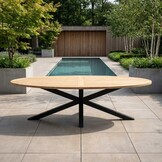 Cleve dining tuintafel 8 personen | teakhout + aluminium | Natural Teak/antraciet | 280cm ovaal