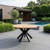 Cleve dining tuintafel 6 personen | teakhout + aluminium | Natural Teak/antraciet | Ø140cm rond