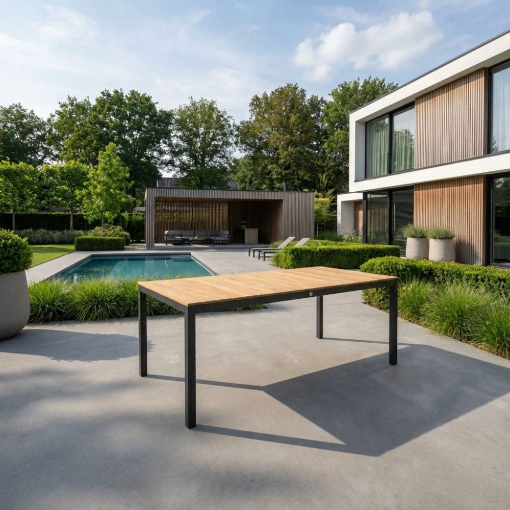 Delta dining tuintafel 6 personen | teakhout + aluminium | Natural Teak | 220cm