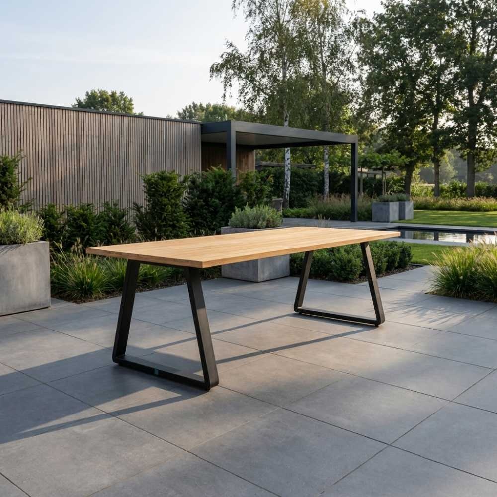 Elena dining tuintafel 6 personen | teakhout + aluminium | Natural Teak | 240cm
