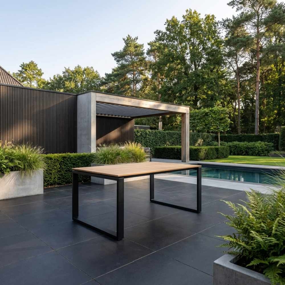 Helsinki dining tuintafel 4 personen | polywood + aluminium | Natural Wood | 160cm