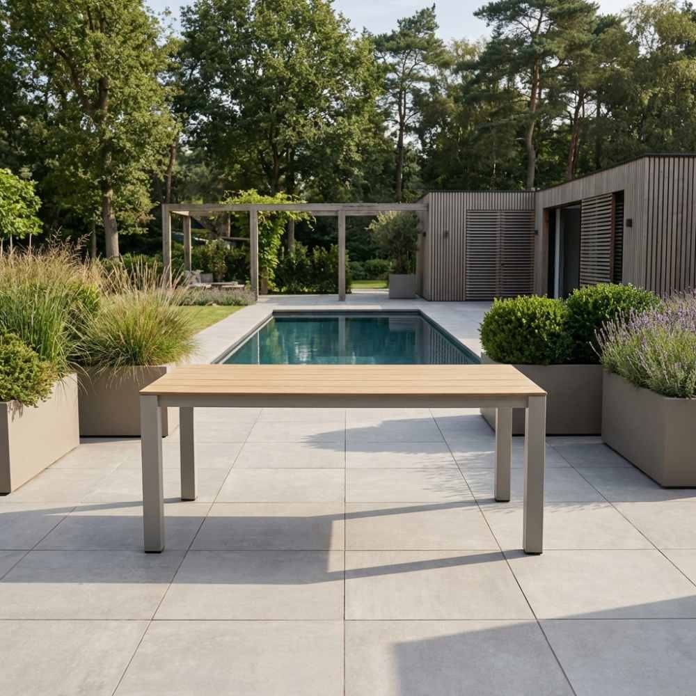 Manhattan dining tuintafel 4 personen | polywood + aluminium | Natural Wood/beige | 180cm