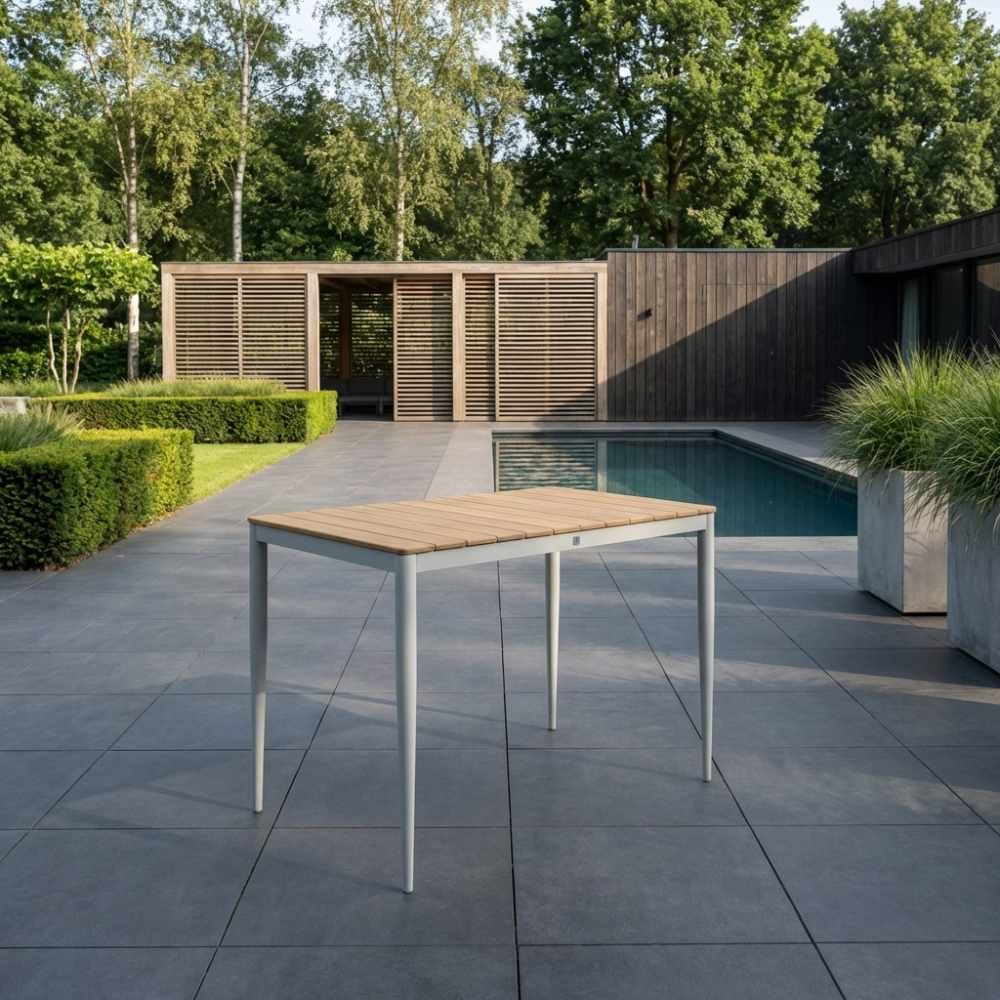 Sandro bartafel 4 personen | teakhout + aluminium | wit | 140cm