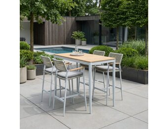 Sandro barset 5-delig | aluminium + teakhout | 140cm