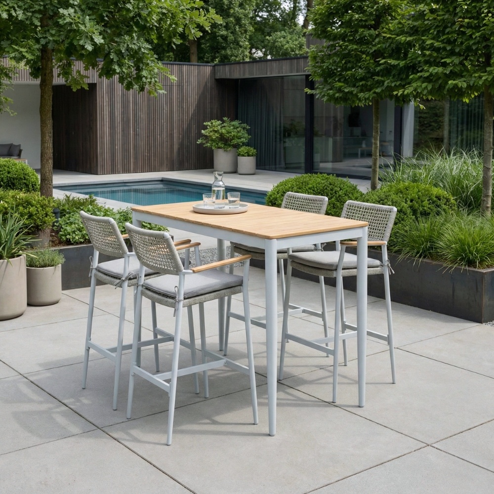LUX outdoor living Sandro barset 5-delig | aluminium + teakhout | 140cm