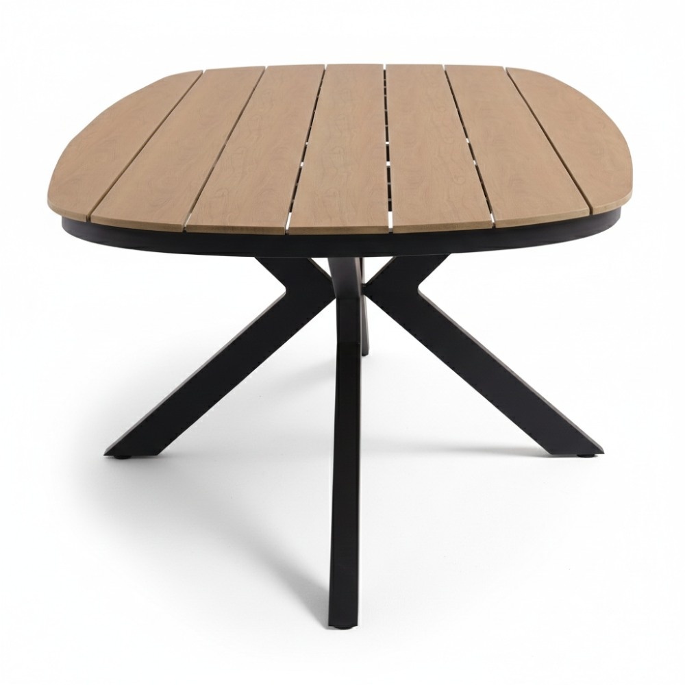 Texas dining tuintafel 6 personen | polywood + aluminium | Natural Wood/antraciet | 260cm Deens ovaal