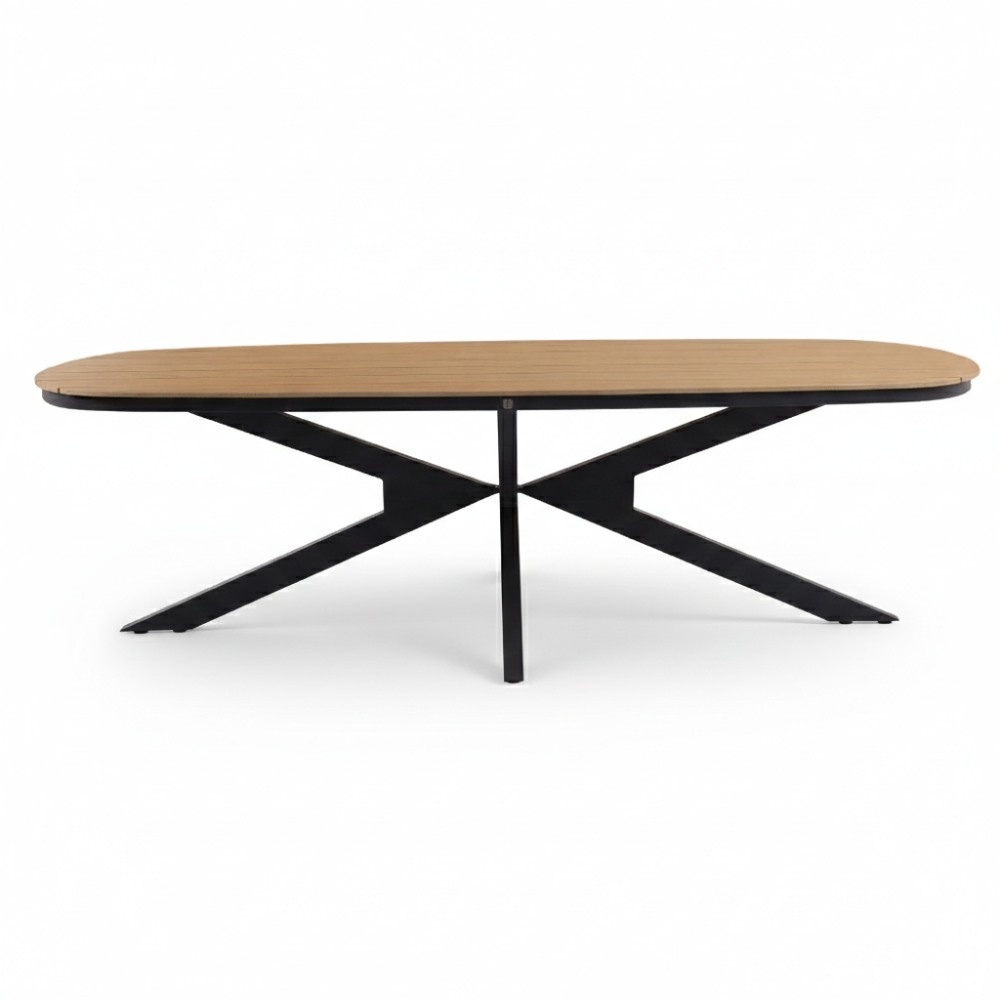 Texas dining tuintafel 6 personen | polywood + aluminium | Natural Wood/antraciet | 260cm Deens ovaal