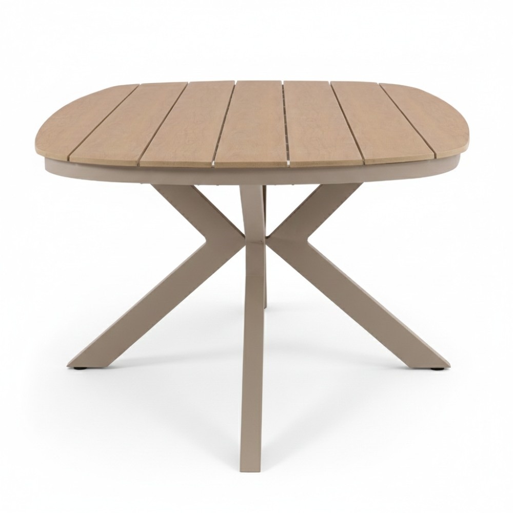 Texas dining tuintafel 6 personen | polywood + aluminium | Natural Wood/beige | 260cm Deens ovaal