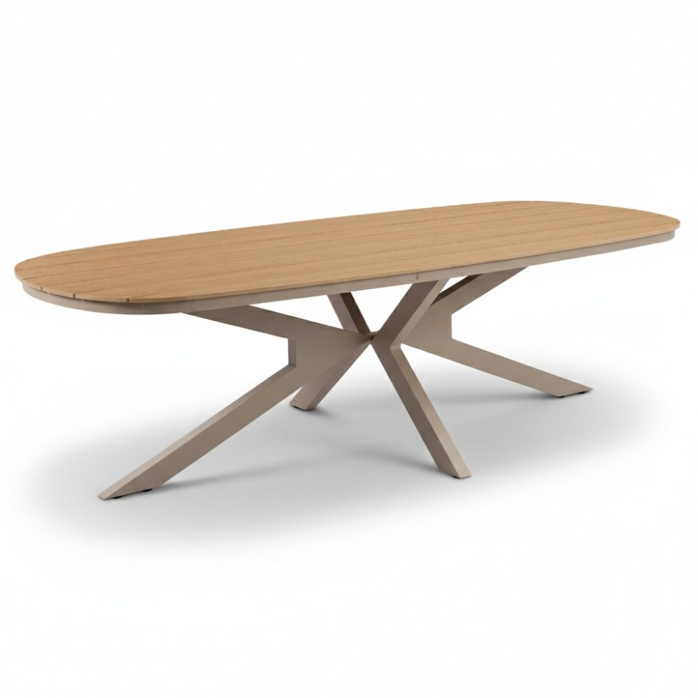 Texas dining tuintafel 6 personen | polywood + aluminium | Natural Wood/beige | 260cm Deens ovaal