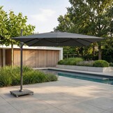 Challenger T¹ zweefparasol - premium doek | 350x350cm  | Faded Black