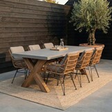 Norwich/Carlos taupe dining tuinset | 6 personen | betonlook + hardhout | 250cm