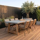 Veltis/Carlos taupe dining tuinset | 6 personen | betonlook + hardhout | 250cm