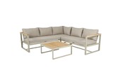 Milton hoek loungeset beige 5 personen | hardhout + staal | beige | 3-delig - 200x200cm