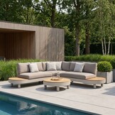 California hoek loungeset 5 personen | aluminium + hardhout | beige | 4-delig