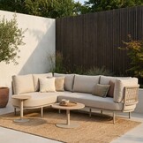 Capri organische hoek loungeset 4 personen | aluminium + touw | beige | 4-delig - 249x163cm