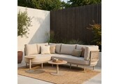 Capri organische hoek loungeset 4 personen | aluminium + touw | beige | 4-delig - 249x163cm