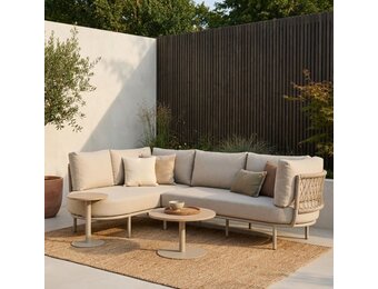 Capri organische hoek loungeset 4 personen | aluminium + touw | beige | 4-delig - 249x163cm