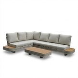 Serrento hoek loungeset links 6 personen incl. tafel | aluminium + polywood | beige |  4-delig