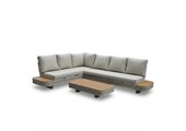Serrento hoek loungeset links 6 personen incl. tafel | aluminium + polywood | beige |  4-delig