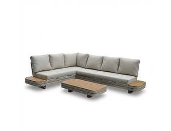 Serrento hoek loungeset links 6 personen incl. tafel | aluminium + polywood | beige |  4-delig
