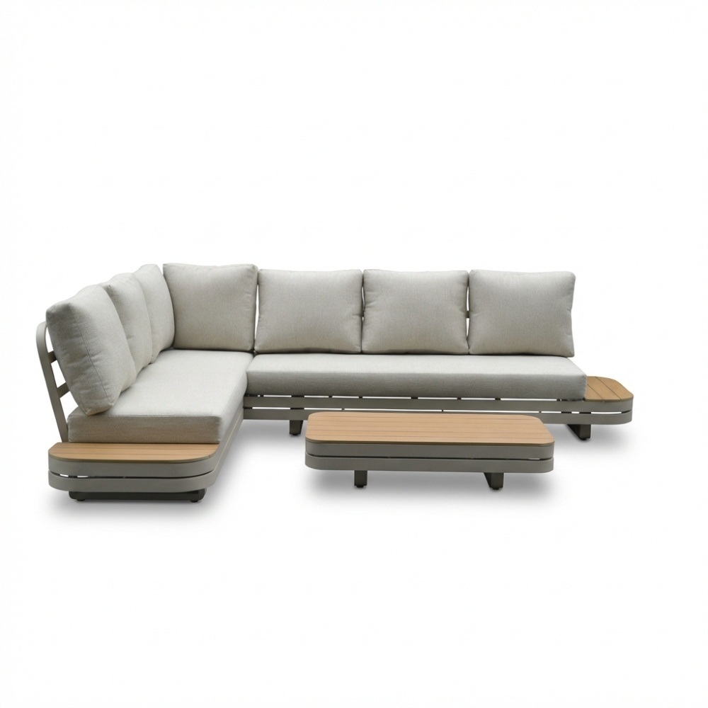 Serrento hoek loungeset links 6 personen incl. tafel | aluminium + polywood | beige |  4-delig