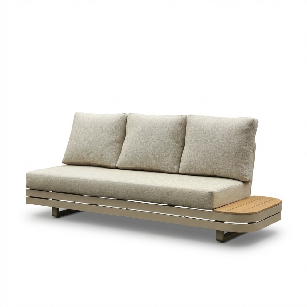 Serrento hoek loungeset links 6 personen incl. tafel | aluminium + polywood | beige |  4-delig