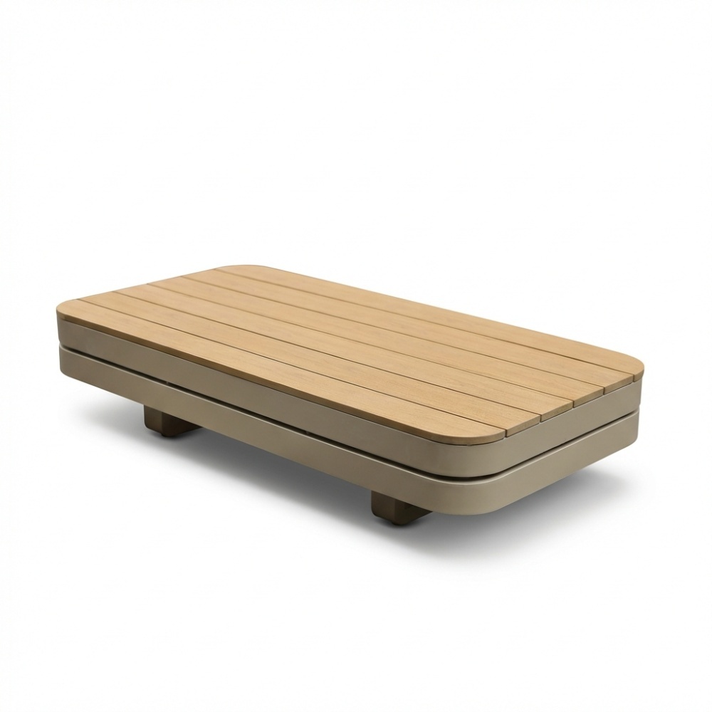 Serrento loungetafel | aluminium + polywood | beige | 120x62cm