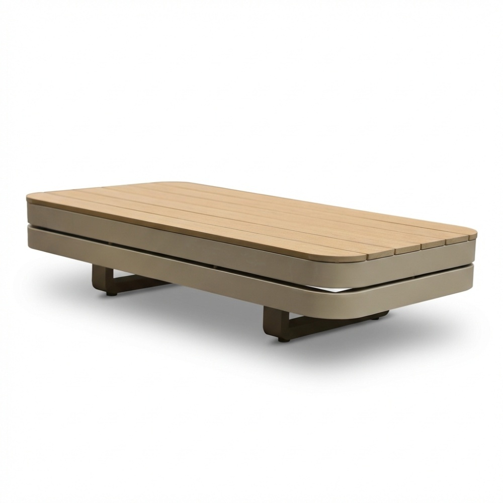 Serrento loungetafel | aluminium + polywood | beige | 120x62cm afbeelding