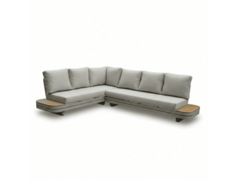Serrento hoek loungeset links 6 personen | aluminium + polywood | beige |  2-delig - 241x226cm