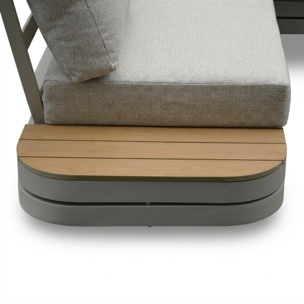 Serrento hoek loungeset links 6 personen | aluminium + polywood | beige |  2-delig - 311x241cm