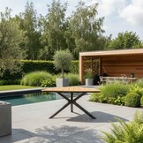 Corsica dining tuintafel triangel 6 personen | polywood + aluminium | Natural Wood | 158cm