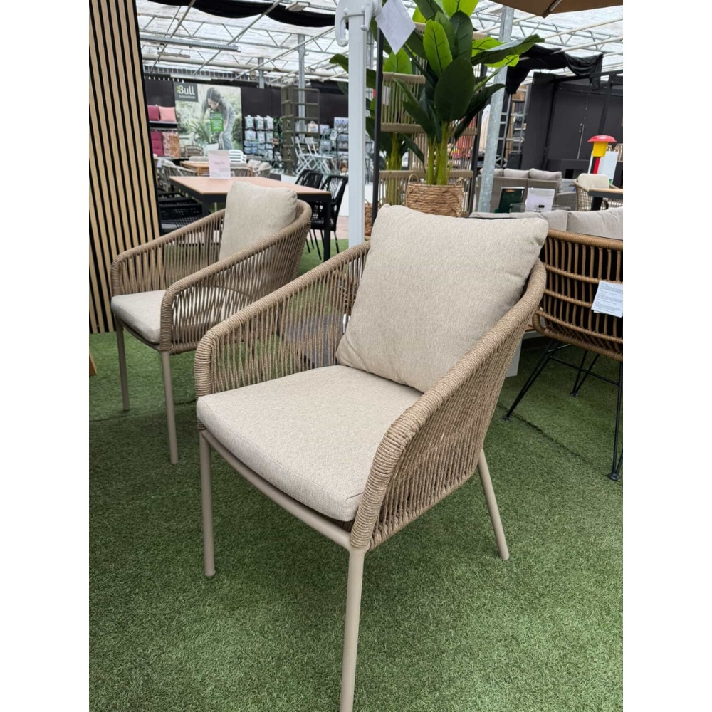 Lexis dining tuinstoel | touw + aluminium | Sandstone