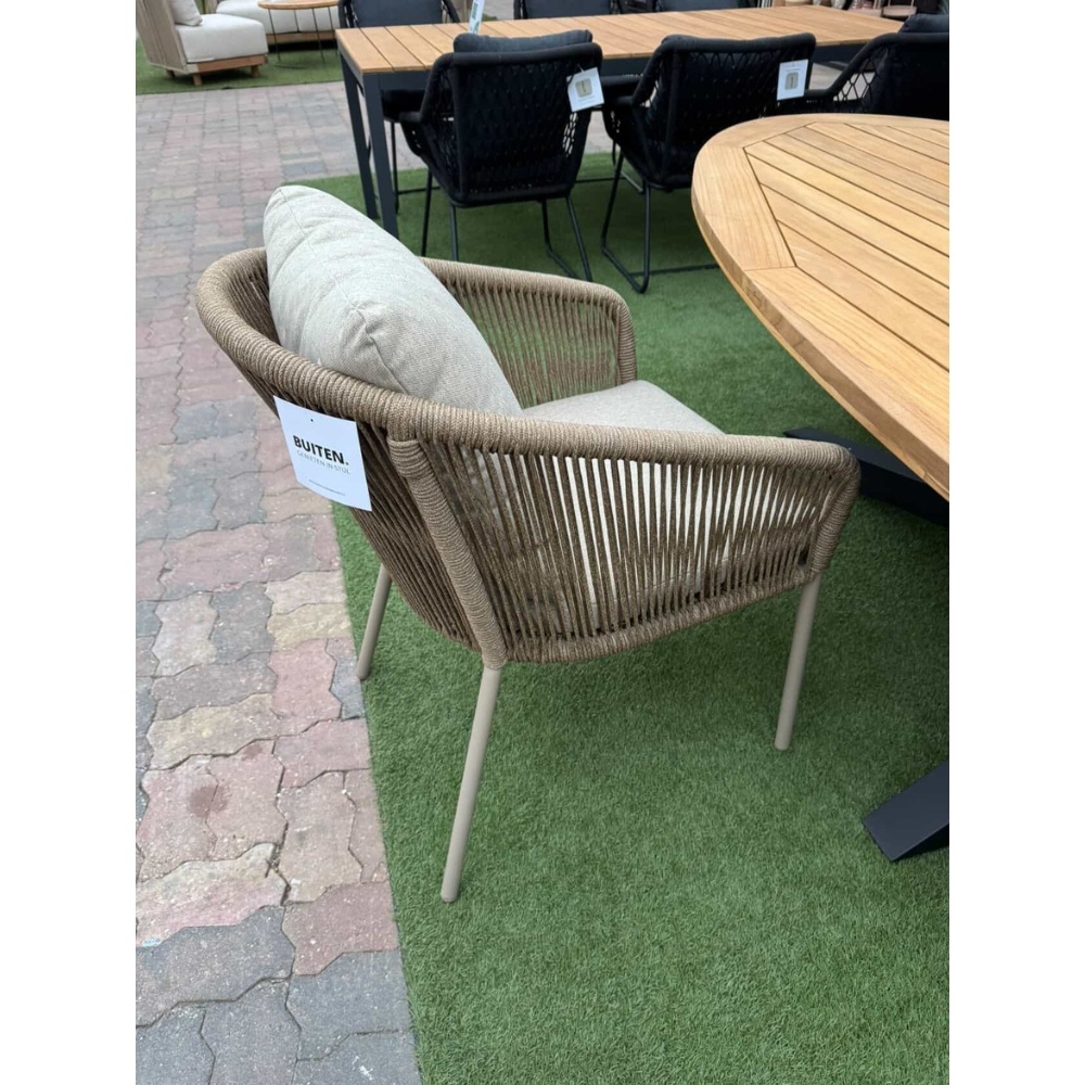 Lexis dining tuinstoel | touw + aluminium | Sandstone