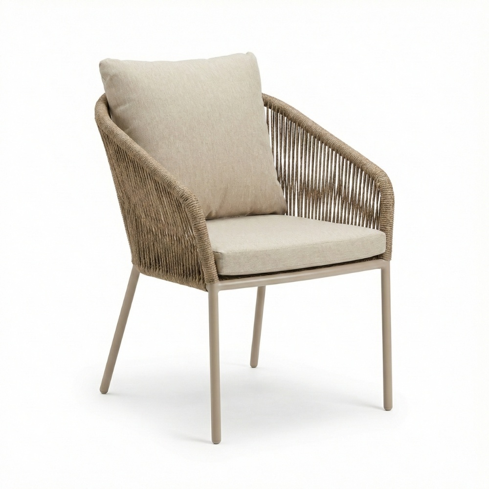 Lexis dining tuinstoel | touw + aluminium | Sandstone