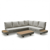 Serrento hoek loungeset rechts 6 personen inc. tafel | aluminium + polywood | beige | 4-delig