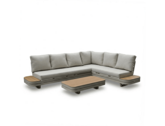 Serrento hoek loungeset rechts 6 personen inc. tafel | aluminium + polywood | beige | 4-delig