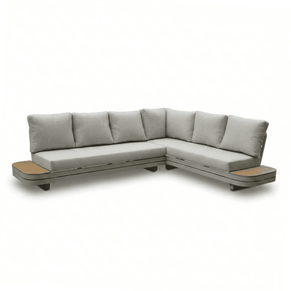 Serrento hoek loungeset rechts 6 personen | aluminium + polywood | beige | 2-delig - 241x226cm afbeelding