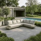 Serrento hoek loungeset rechts 6 personen | aluminium + polywood | beige | 2-delig - 241x226cm