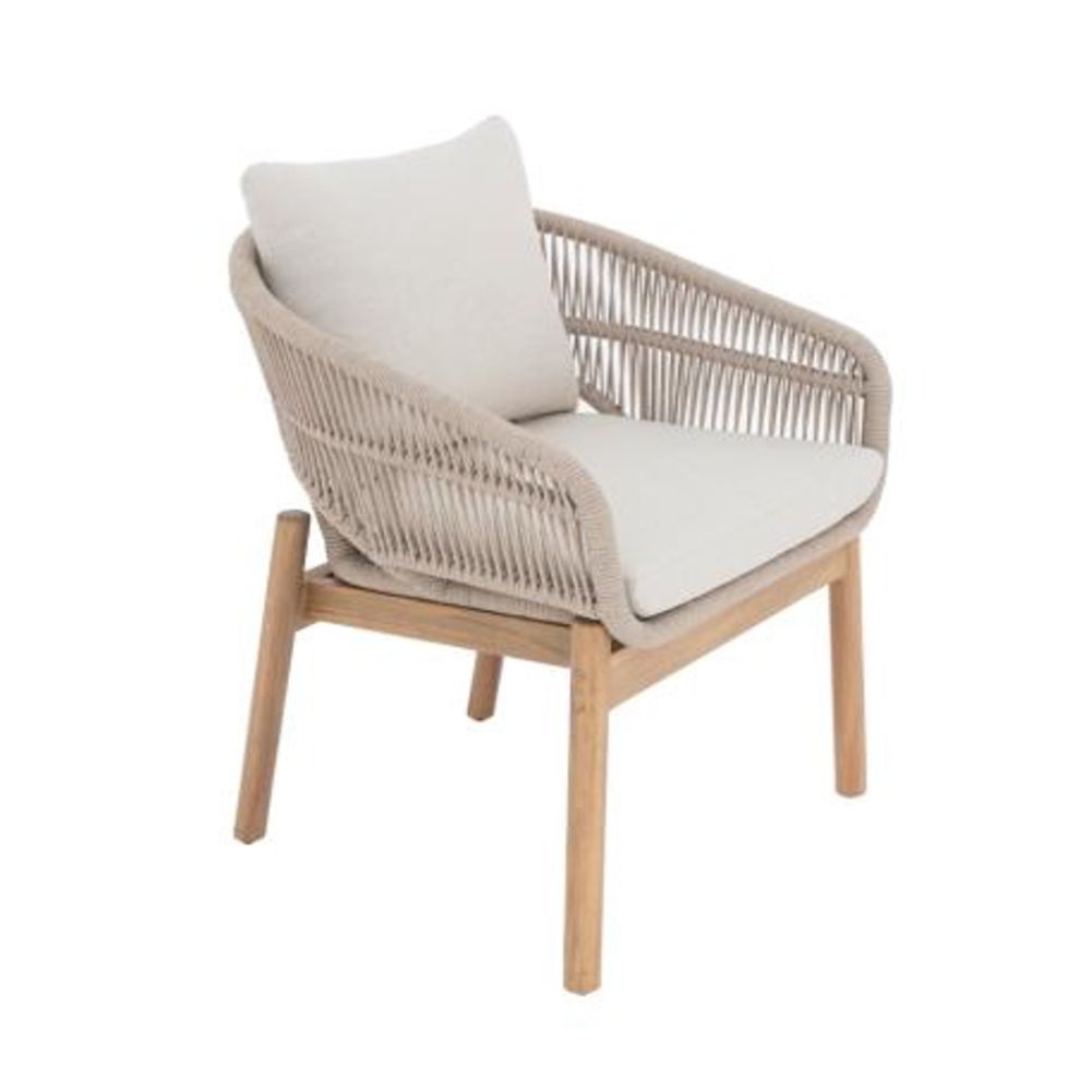 Braga dining tuinstoel | touw + hardhout | zand