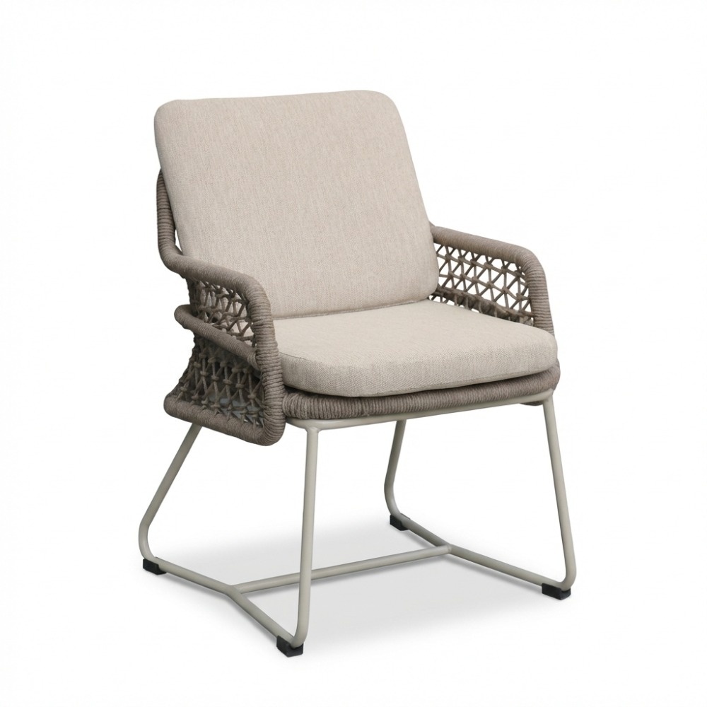 Gianna dining tuinstoel | touw + aluminium | Almond Beige