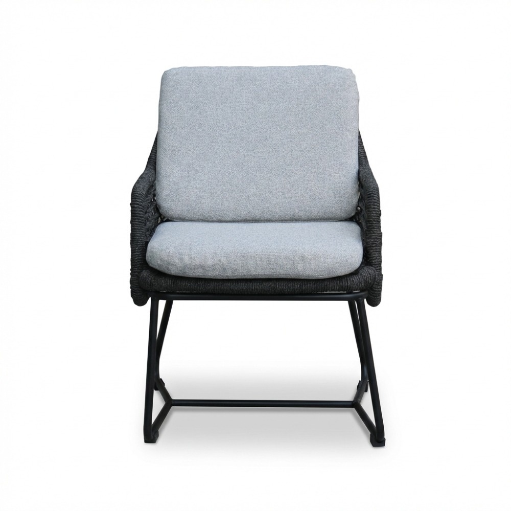 Gianna dining tuinstoel | touw + aluminium | Stone Grey