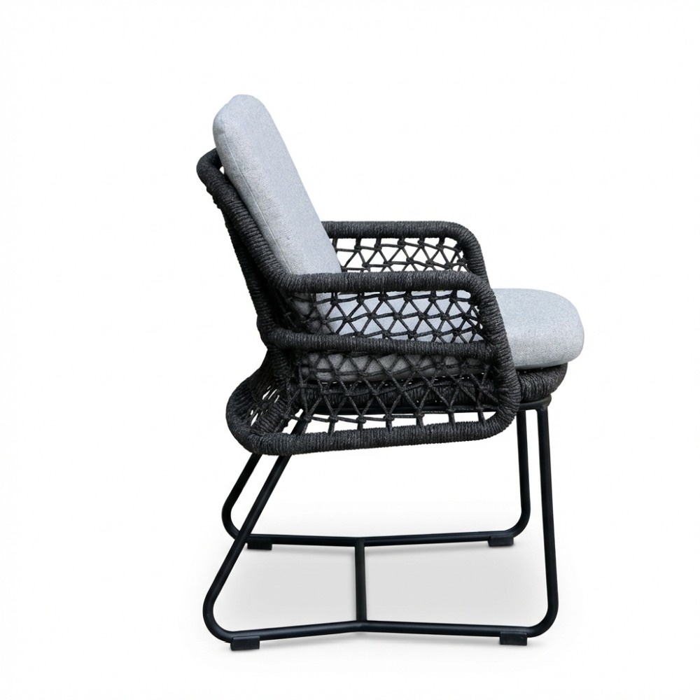 Gianna dining tuinstoel | touw + aluminium | Stone Grey