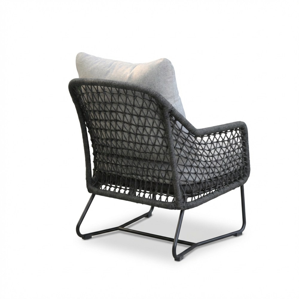 Gianna loungestoel | touw + aluminium | Stone Grey