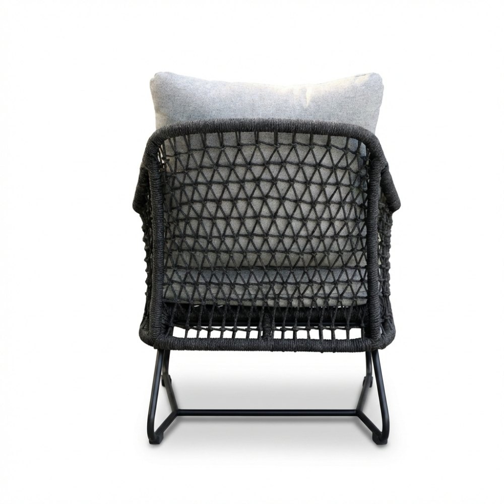 Gianna loungestoel | touw + aluminium | Stone Grey