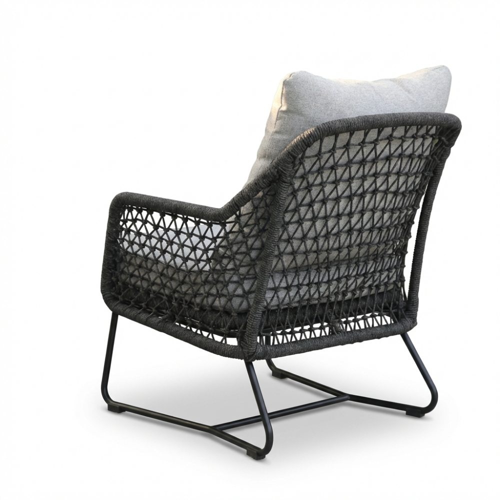 Gianna loungestoel | touw + aluminium | Stone Grey