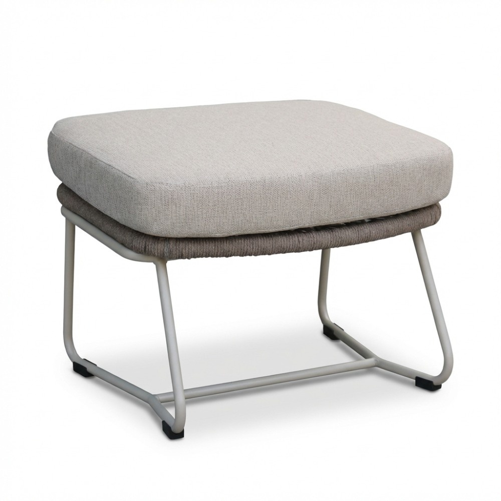 Gianna voetenbank | touw + aluminium | Almond Beige